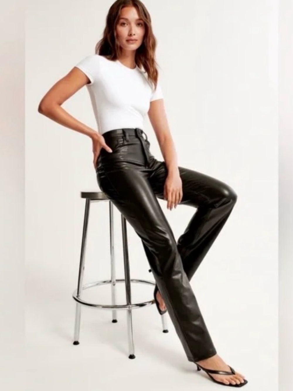 Abercrombie & Fitch The 90's Straight Ultra High Rise Faux Leather Pants
